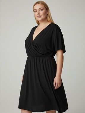 Old Navy Black Faux Wrap Front Dress